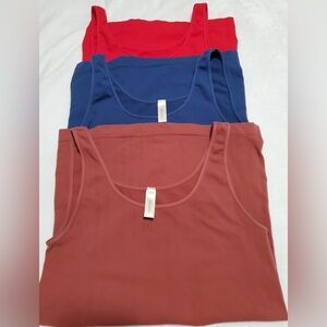 Nikibiki 3pk tank‎ tops, Blue, Red Stretch, Layering